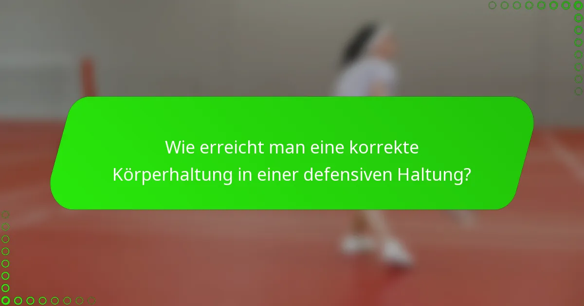 Wie erreicht man eine korrekte Körperhaltung in einer defensiven Haltung?
