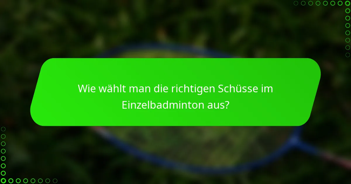 Wie wählt man die richtigen Schüsse im Einzelbadminton aus?